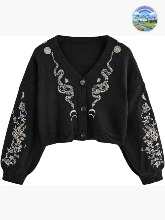 Sweaters - Cropped Cardigan Long Sleeve V Neck Button Down Knitwear Sweater Spring